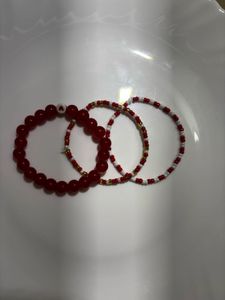 Red bracelet stack