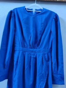 Elegant Blue Long Sleeve Dress