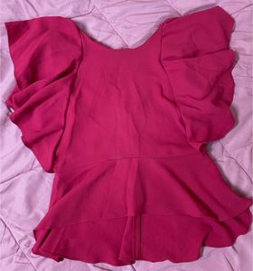 Pink Peplum High Low Top