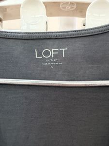 LOFT Grey Ruched Wrap Top