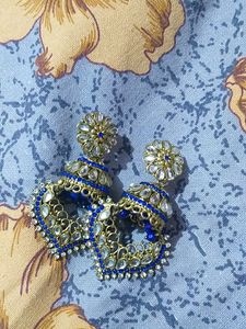 Set Of Navy Blue Earrings And Bangles