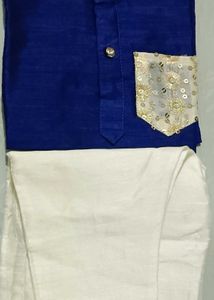 Elegant Royal Blue Kurta &amp; Cream Payjama