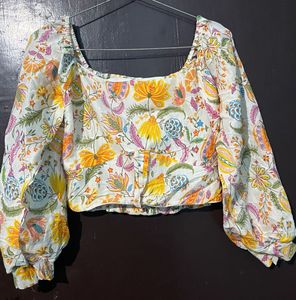 Floral Print Square Neck Top
