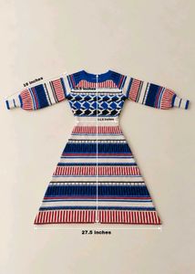 BLUE RED &amp; WHITE GEOMETRIC KNIT DRESS