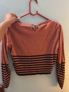 Striped Crop Knit Sweater