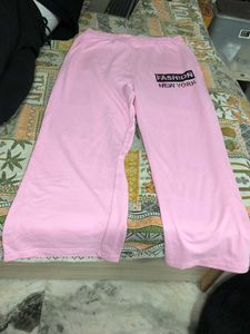 Pink Wide Leg Pants with "Fashion New York" Print