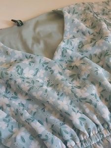 Light Sea Green Floral V-Neck Dress