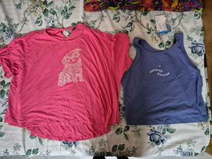 Cute Pug Graphic Tee & Blue Tank Top Bundle