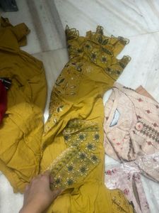 Embroidered Mustard Kurta
