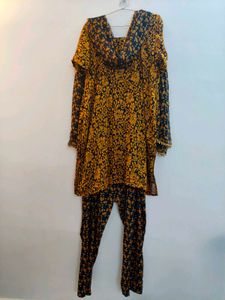 Mustard floral jaal Kurta set