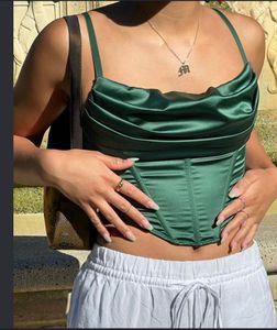 Size XSto S Emerald Green Satin Corset Top