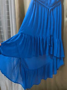 Stunning Blue Strapless Ruffle Dress