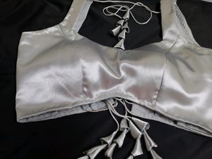 Greyish Silver Blouse (Front lace)