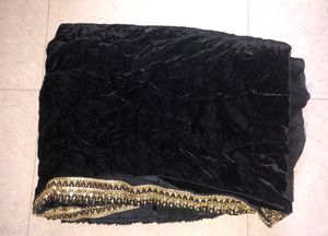 Black Saree Golden Embroidery With unstitched blouse piece.