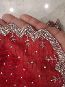 Elegant Red Embellished Saree