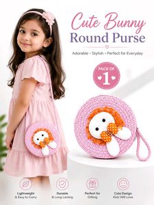 Cute Bunny Round Straw Purse for Kids