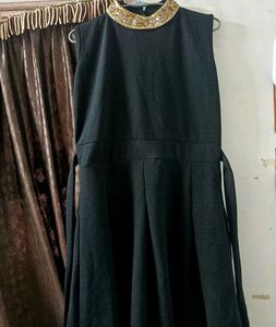 Beautiful Black Onepiece With Neck Work