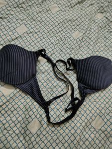Chic Striped Front Open Backless Bra