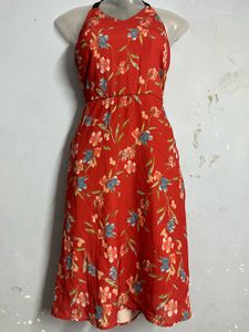 Pintresty Floral Halter Neck Midi Dress