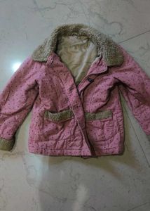 Pink Polka Dot Kids fur Jacket
