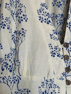 Ivory Blue Blockprinted Bel Cotton Dress