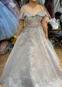 Corset Grey Embellished sangeet Gown