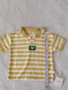 Cute Striped Polo Shirt with Bunny Design