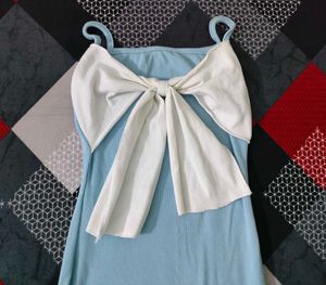 Light Blue Strappy Dress with Bow Detail