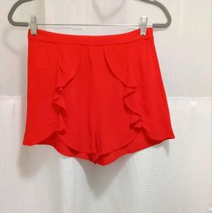 Womens H & M Red Ruffle High Waisted Short