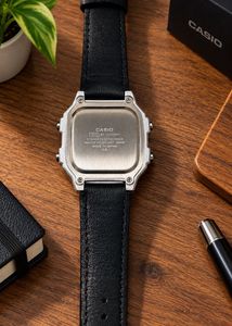 Casio Digital Men’s Watch – Black Leather Strap