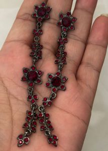 victorian  Red Stone Dangle Earrings