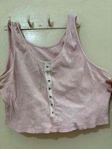 Pink Ribbed Tank Top