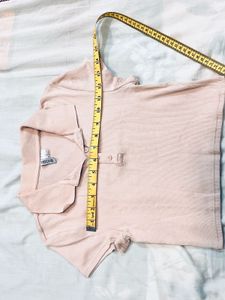 Ribbed Cropped Polo Shirt