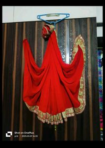 Beautiful Red Saree with Gold Border
