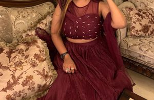 new maroon hooded blouse lehenga choli