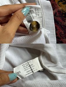 White V-Neck Ribbed Tee