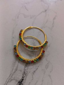 Combo Of Two Pairs Hoop Earrings with Colorful