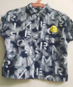 Formal Shirt Crop Top With Yellow Smiley 🙂...
