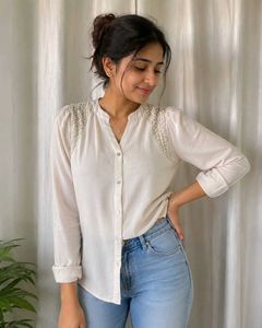 Elegant Cream with Embellished Shoulders top