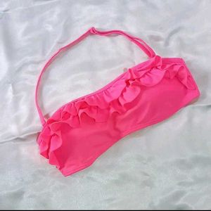 Rosy Pink Frills Padded Halter Neck Bikini Top