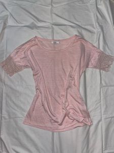 Chic Pink Lace Sleeve Top