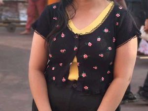 Floral Print Top with Lace Trim