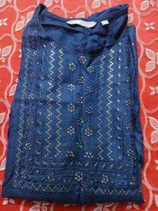Stylish Blue Kurta with Intricate Embroidery