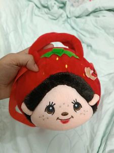 Cute Strawberry Face Plush Pouch
