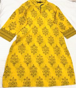 Yellow Printed Kurta