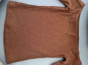 Cozy Brown Knit Offshoulder Top