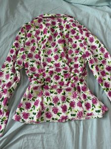 Zara Chic Floral Print Button-Up Shirt