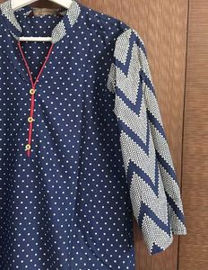 Navy Blue Polka Dot Kurta