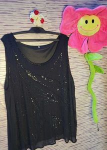 Sparkly Black Sleeveless Top
