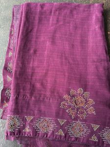 Beautiful Purple Embellished Saree